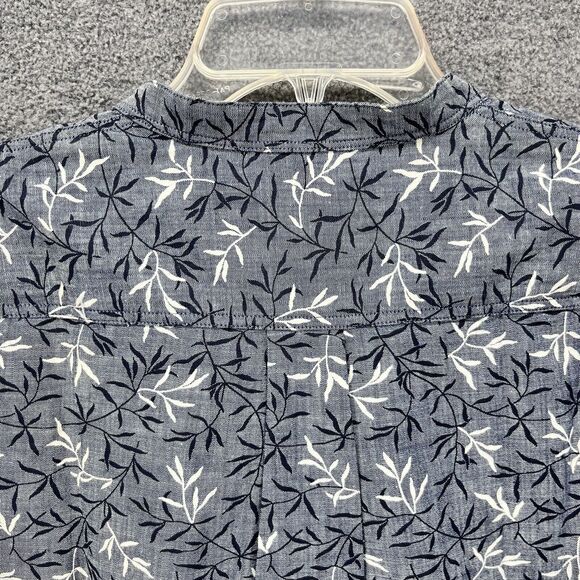 GAP Top Womens Medium Blue Shirt Floral Tunic Oversized Chambray Boho Peasant - Picture 8 of 12